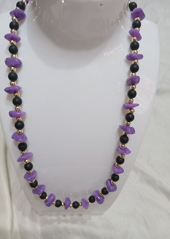 Mor Boncuklu Uzun Bohem Kolye - Görsel 6