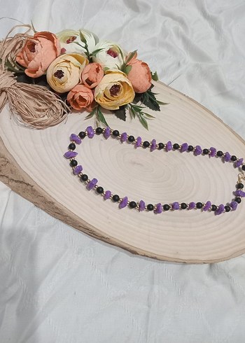 Mor Boncuklu Uzun Bohem Kolye - Görsel 5