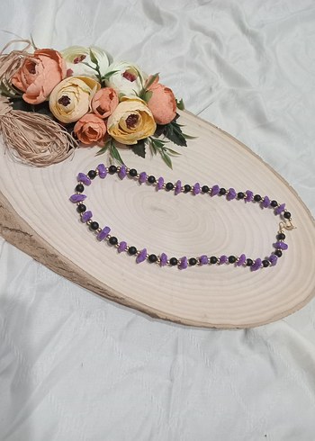 Mor Boncuklu Uzun Bohem Kolye - Görsel 4