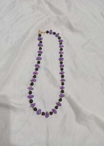 Mor Boncuklu Uzun Bohem Kolye - Görsel 3