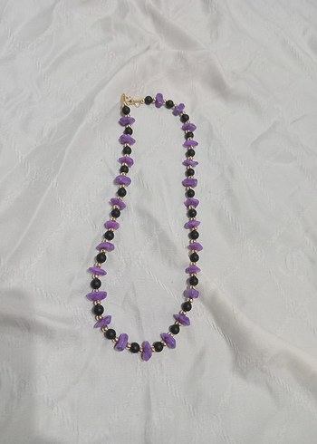 Mor Boncuklu Uzun Bohem Kolye - Görsel 2