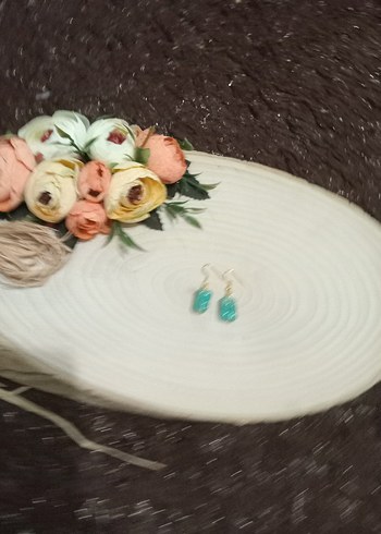 Mini Turkuaz Boncuklu Kadın Küpe - Görsel 9