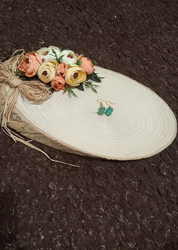 Mini Turkuaz Boncuklu Kadın Küpe - Görsel 3