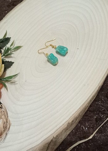 Mini Turkuaz Boncuklu Kadın Küpe - Görsel 7