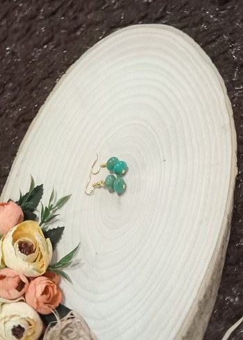 Mini Turkuaz Boncuklu Kadın Küpe - Görsel 8