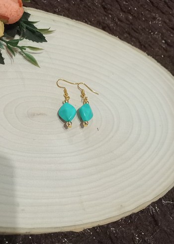 Mini Turkuaz Boncuklu Kadın Küpe - Görsel 18