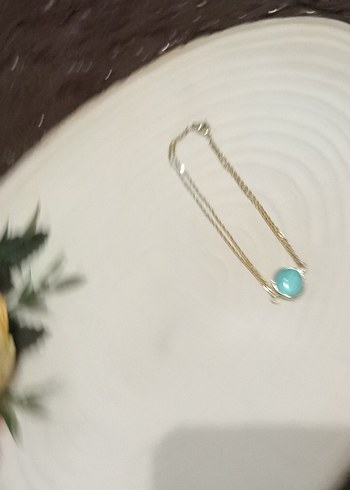 Bohem Zincir Detaylı Turkuaz Bileklik - Görsel 3