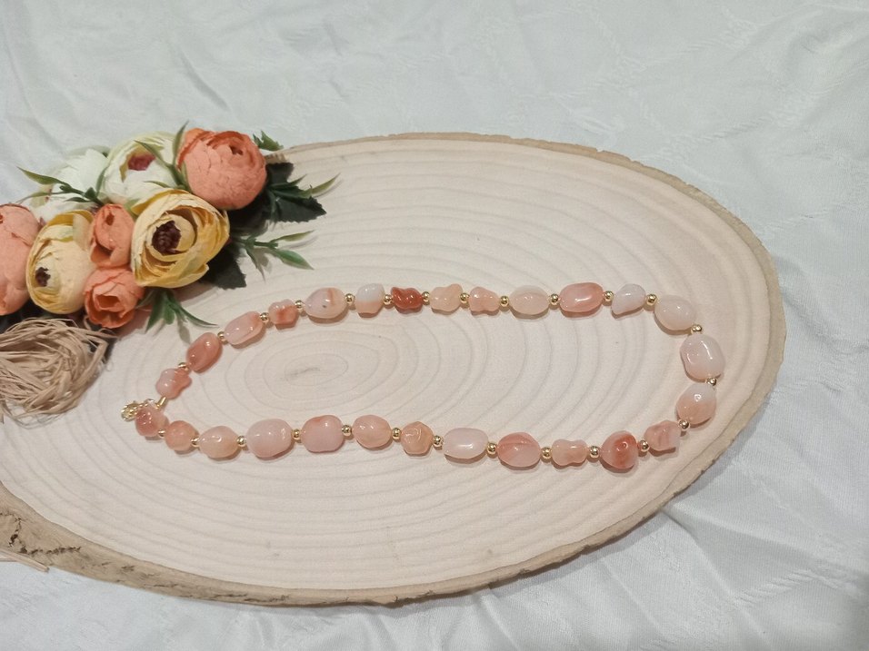 Bej Boncuklu Uzun Bohem Kolye - Görsel 5