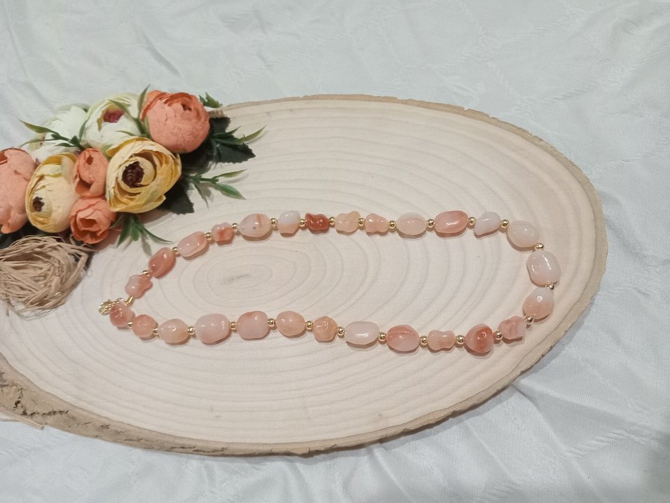 Bej Boncuklu Uzun Bohem Kolye - Görsel 4