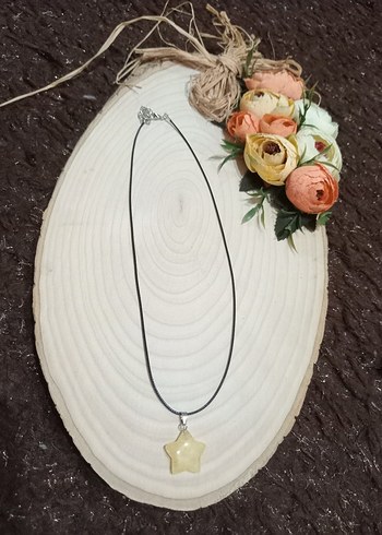 Sarı Boncuklu Yıldız Kolye Midi Boy - Görsel 2