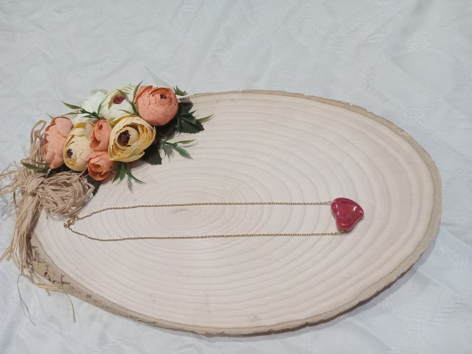 Uzun Zincirli Kırmızı Bohem Kolye - Görsel 2