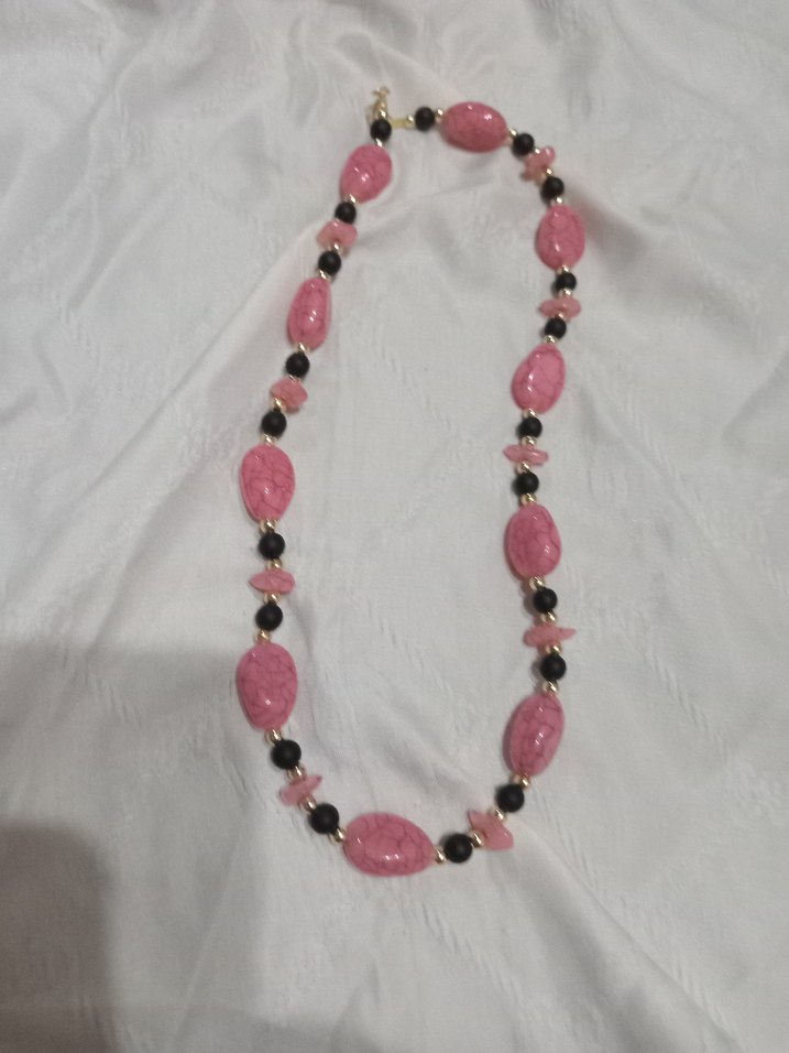 Uzun Pembe Boncuklu Bohem Kolye - Görsel 5