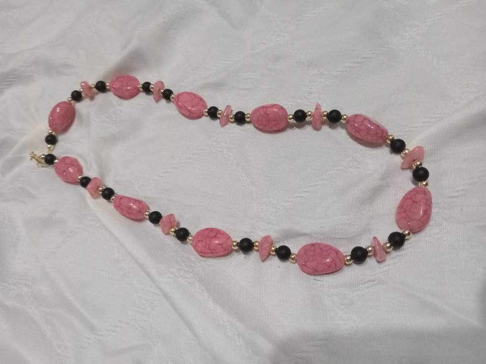 Uzun Pembe Boncuklu Bohem Kolye - Görsel 3