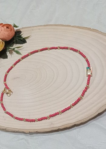 Pembe Boncuklu Mini Bohem Kolye - Görsel 6