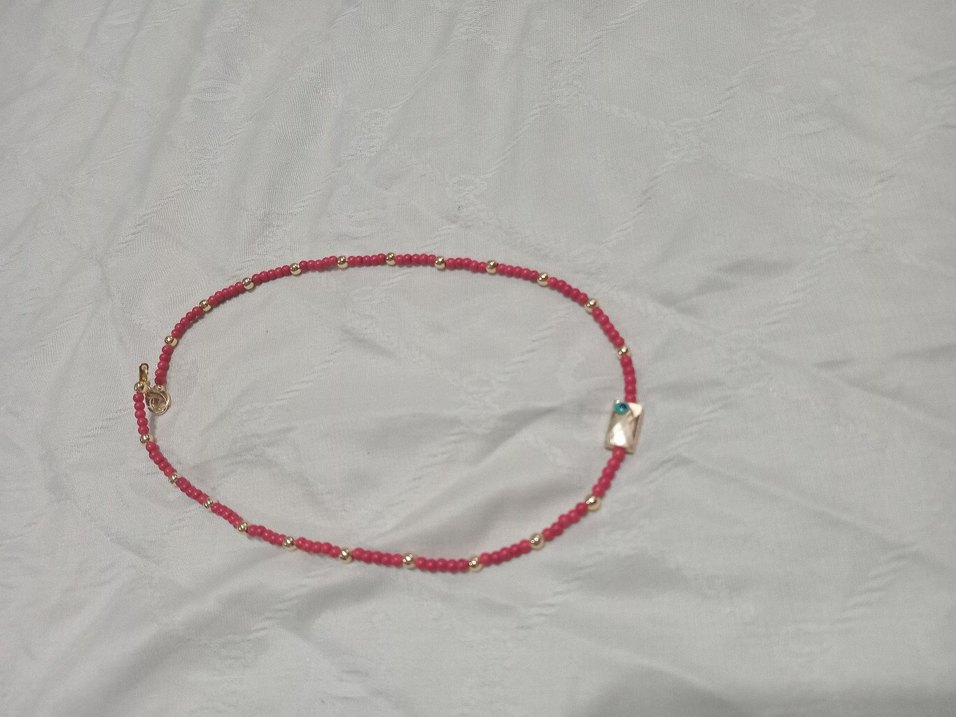 Pembe Boncuklu Mini Bohem Kolye - Görsel 5