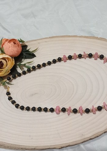 Uzun Pembe Boncuklu Kadın Kolye - Görsel 5