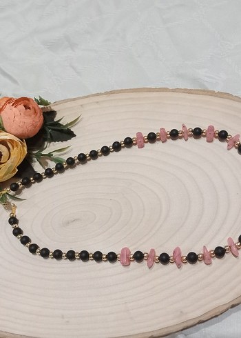 Uzun Pembe Boncuklu Kadın Kolye - Görsel 3