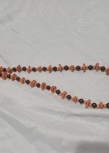 Uzun Kahverengi Boncuklu Kadın Kolye - Görsel 2