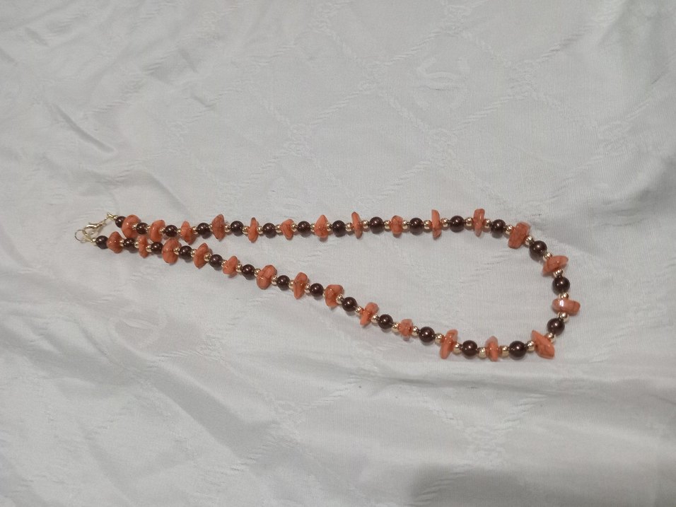 Uzun Kahverengi Boncuklu Kadın Kolye - Görsel 2