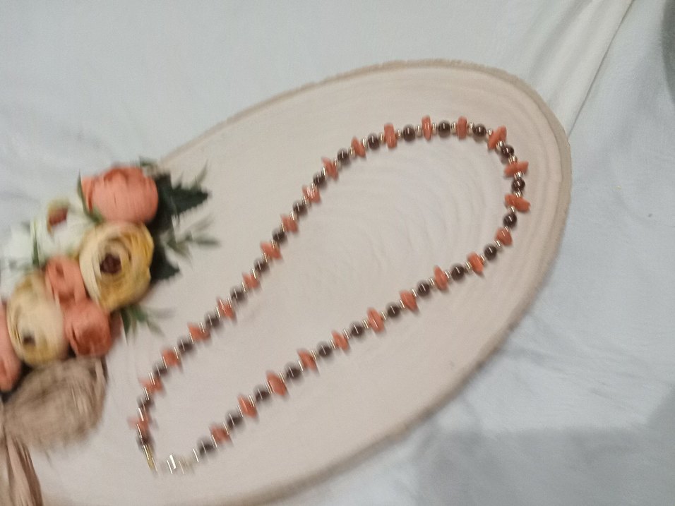 Uzun Kahverengi Boncuklu Kadın Kolye - Görsel 4