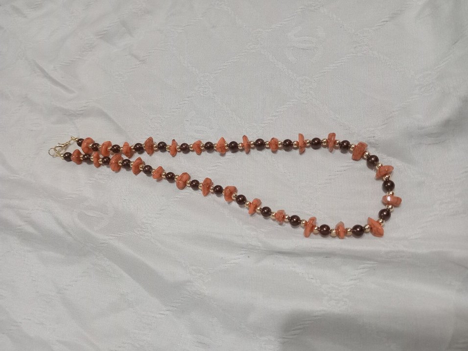 Uzun Kahverengi Boncuklu Kadın Kolye - Görsel 3