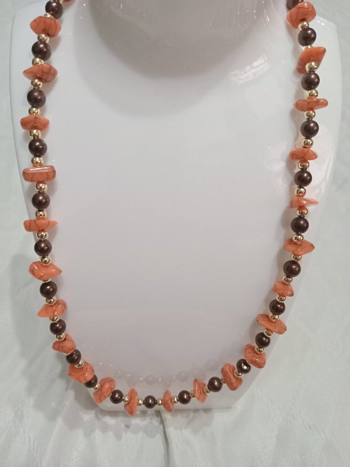 Uzun Kahverengi Boncuklu Kadın Kolye - Görsel 5