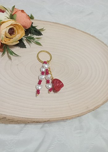 Kırmızı Boncuklu Bohem Anahtarlık - Görsel 4