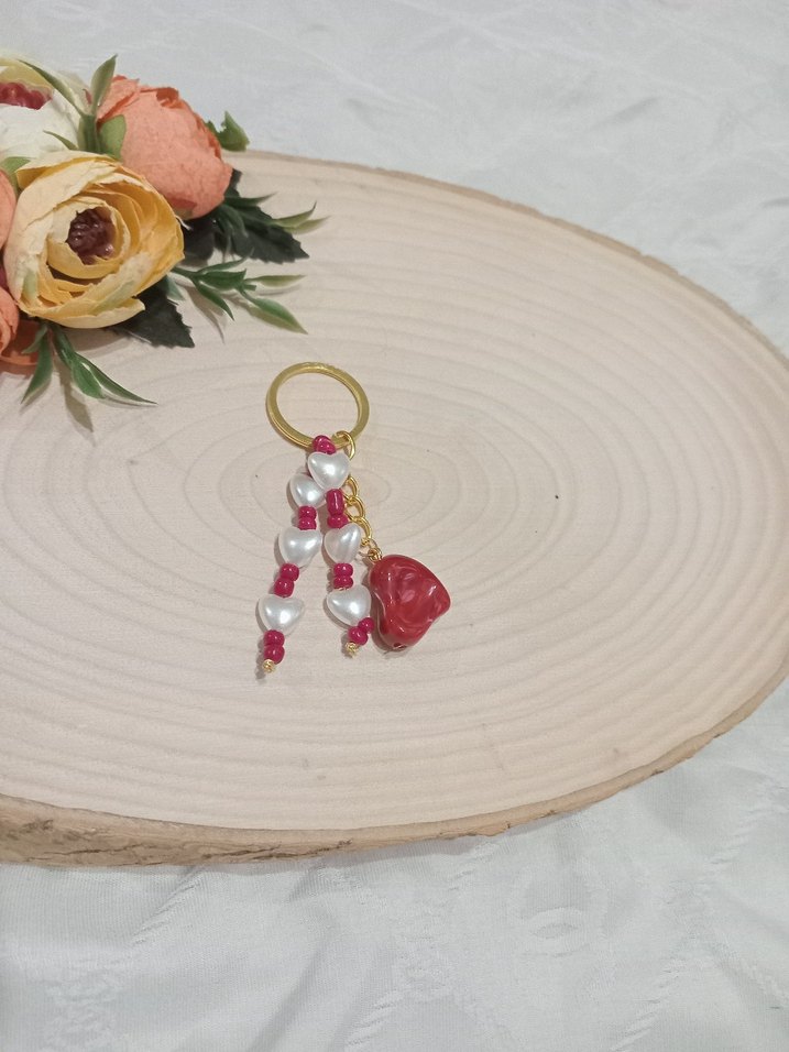 Kırmızı Boncuklu Bohem Anahtarlık - Görsel 3