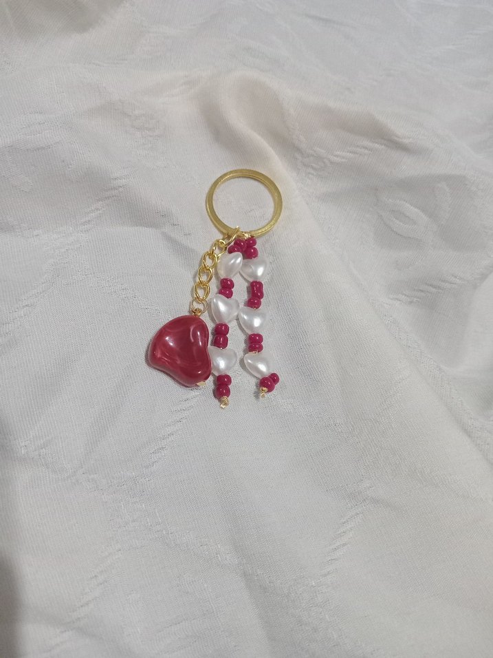 Kırmızı Boncuklu Bohem Anahtarlık - Görsel 2