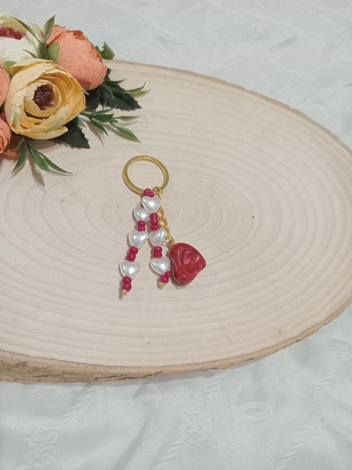 Kırmızı Boncuklu Bohem Anahtarlık - Görsel 4