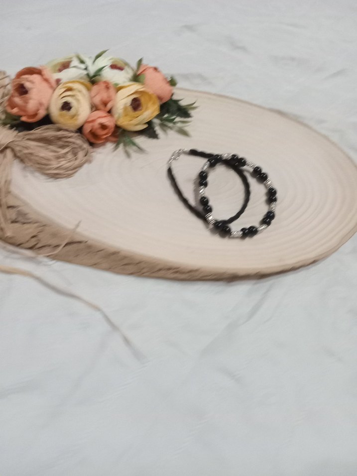 Siyah Boncuklu Minimalist Bileklik - Görsel 5