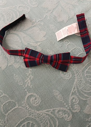 Bordo Ekose Desenli Çocuk Papyon - Görsel 4