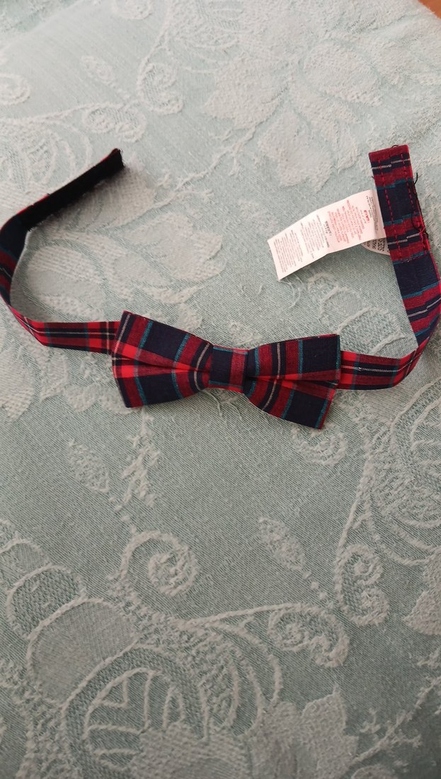 Bordo Ekose Desenli Çocuk Papyon - Görsel 4