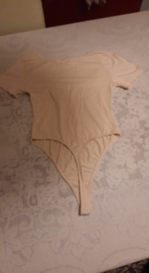 Bej Kısa Kollu  badi buluz - Görsel 5