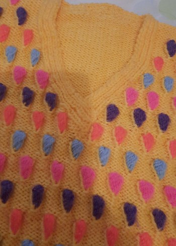 Renkli Örgü Kız Çocuk Süveter - Görsel 6