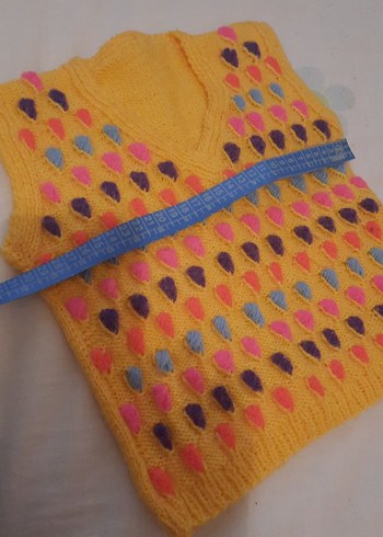 Renkli Örgü Kız Çocuk Süveter - Görsel 4