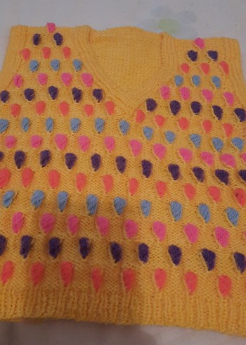 Renkli Örgü Kız Çocuk Süveter - Görsel 2