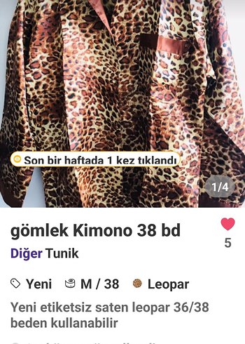 Leopar Desenli Uzun Kollu Kadın kimona   38 bed. - Görsel 6