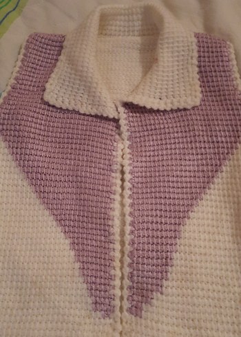 Kız Çocuk Örgü V Yaka Kolsuz Yelek  sıfır ürün - Görsel 2