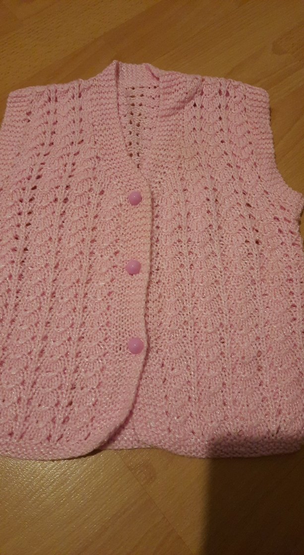 Kız Çocuk Pembe Örgü Süveter V Yaka - Görsel 2