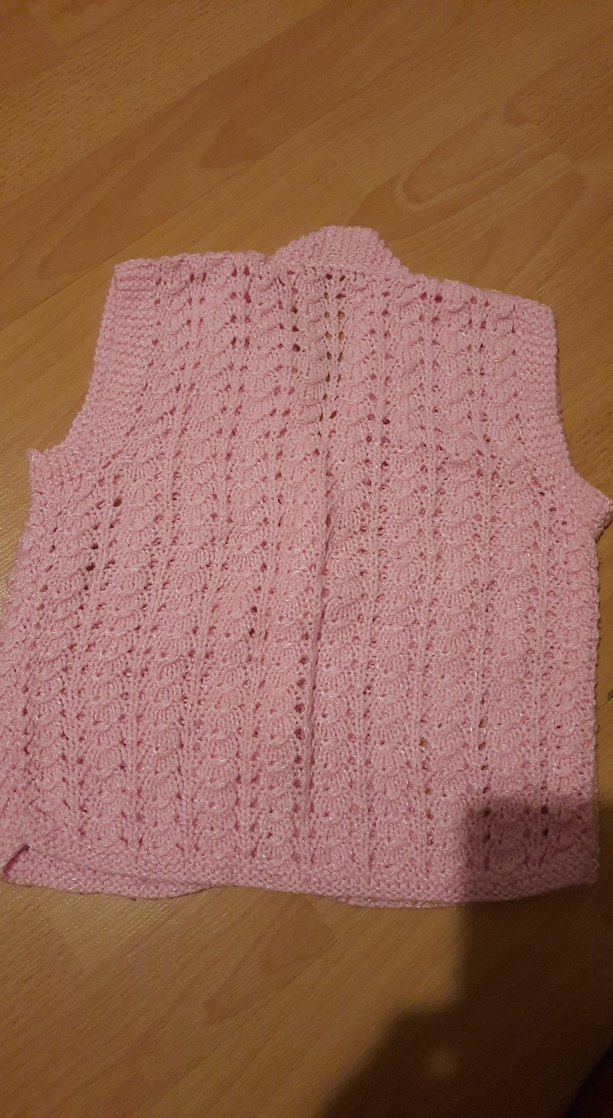 Kız Çocuk Pembe Örgü Süveter V Yaka - Görsel 3