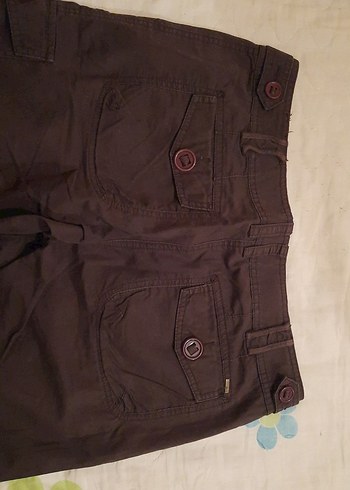 Kahverengi Pamuklu Kemerli Kadın Bermuda Şort - Görsel 4