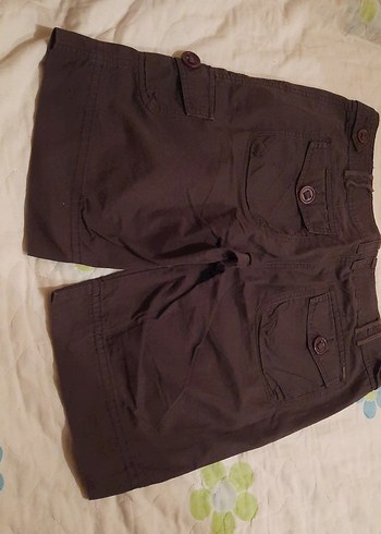 Kahverengi Pamuklu Kemerli Kadın Bermuda Şort - Görsel 5