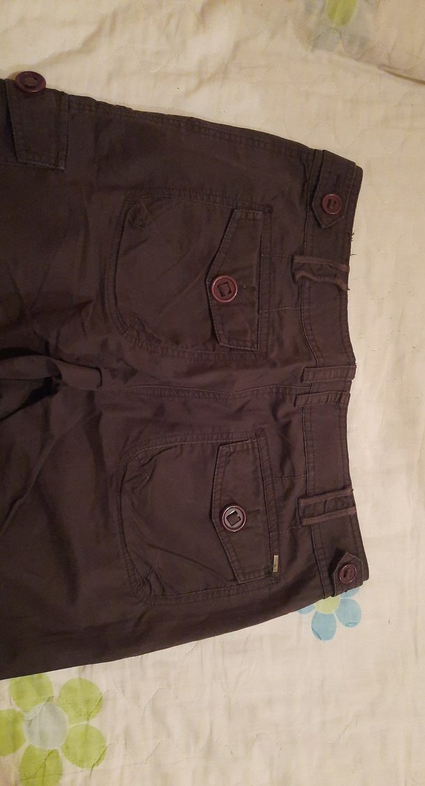 Kahverengi Pamuklu Kemerli Kadın Bermuda Şort - Görsel 4