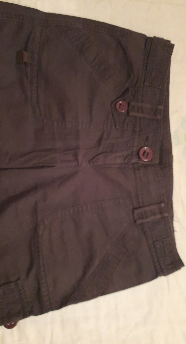 Kahverengi Pamuklu Kemerli Kadın Bermuda Şort - Görsel 3