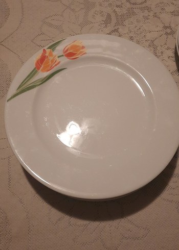 Çiçek Desenli Beyaz Yemek Tabağı Seti    kütahya - Görsel 3