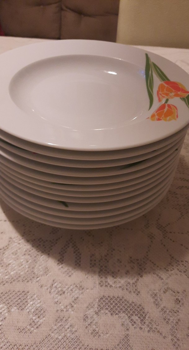 Çiçek Desenli Beyaz Yemek Tabağı Seti    kütahya - Görsel 2