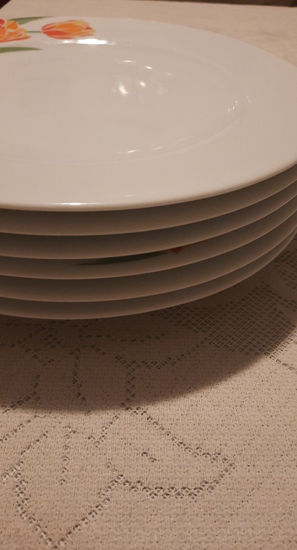 Çiçek Desenli Beyaz Yemek Tabağı Seti    kütahya - Görsel 4