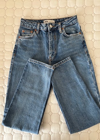 32 Beden mavi Renk Kadın Mavi Denim Midi Kot Pantolon