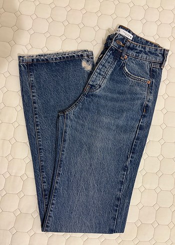 Zara Kadın Mavi Denim Regular Fit Jean